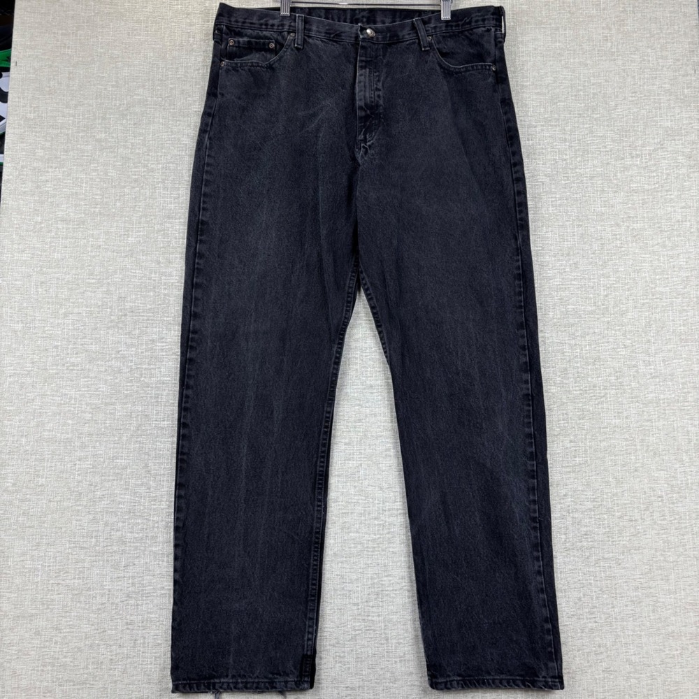 Wrangler Premium Quality Mens 40x32 Black Straight Leg Jeans Frayed Hem